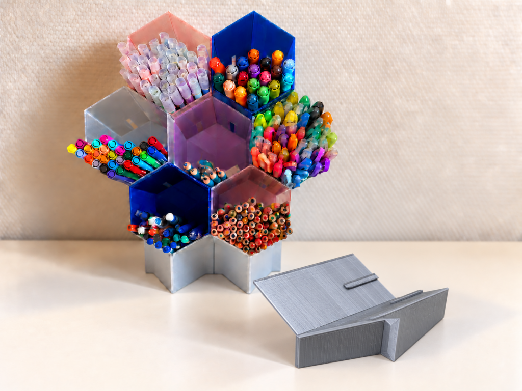 Pot à crayons empilable - Support aspect métallique