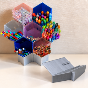 Pot à crayons empilable - Support aspect métallique