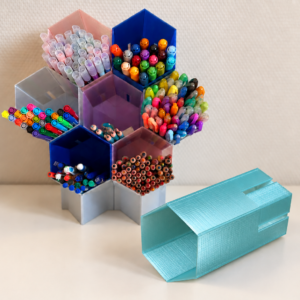 Pot à crayons empilable - cyan translucide