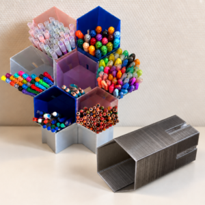 Pot à crayons empilable - gris translucide