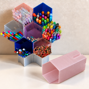 Pot à crayons empilable - rose translucide